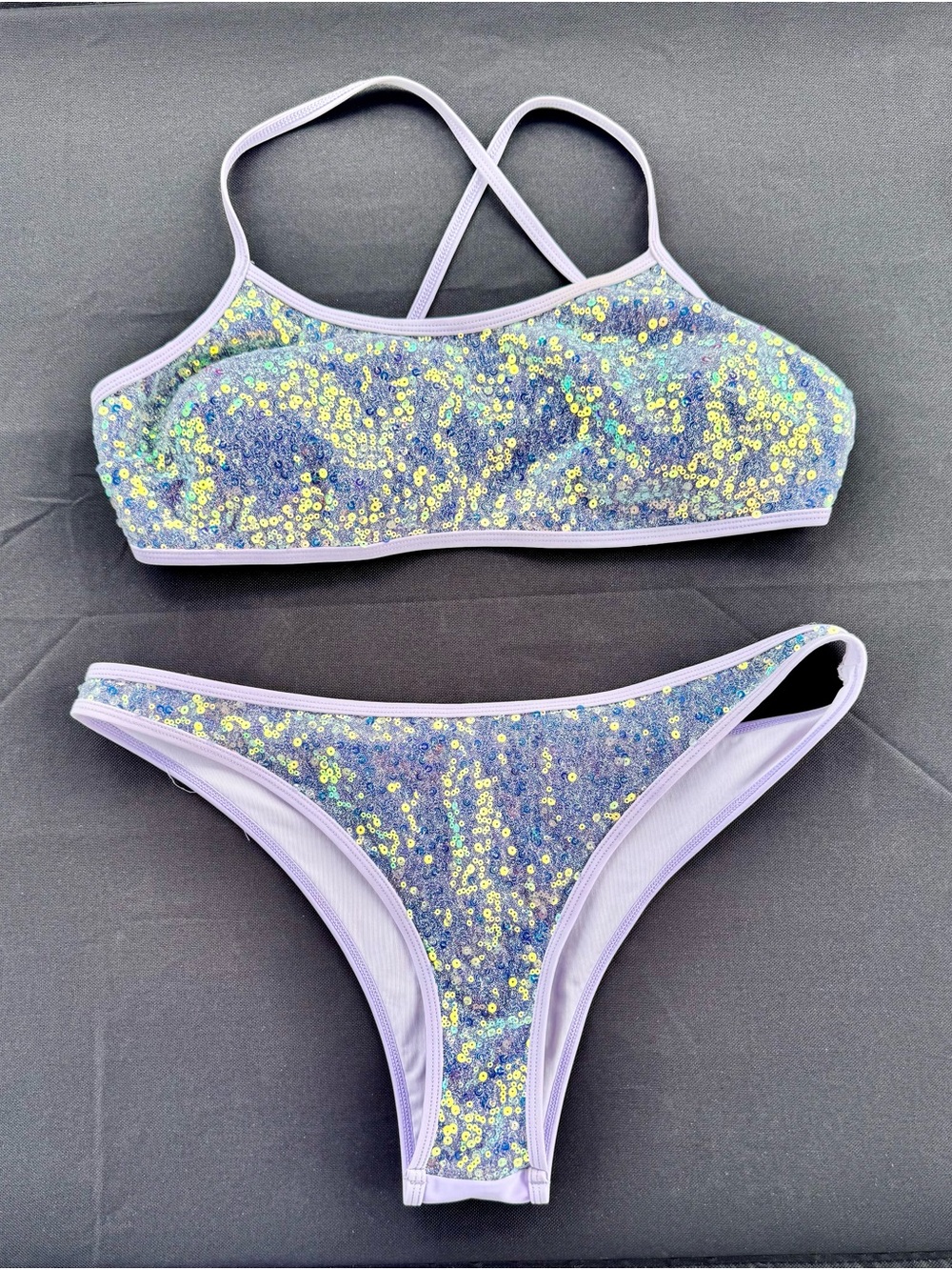 Cupshe | Lilac - Sequin Bikini Set - Sparkle Two-Piece Swimwear